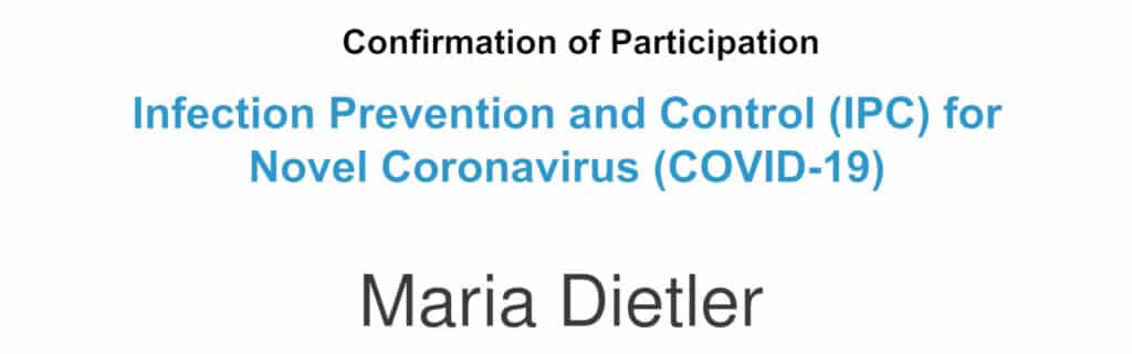 WHO Infection Prevention and Control Certificate